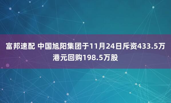 富邦速配 中国旭阳集团于11月24日斥资433.5万港元回购198.5万股